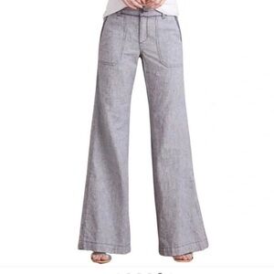 Anthropologie Pilcro blue linen blend wide leg pants